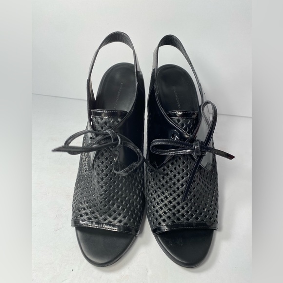 Balenciaga open toe perforated wedge sandals black 38.5 - Picture 4 of 9